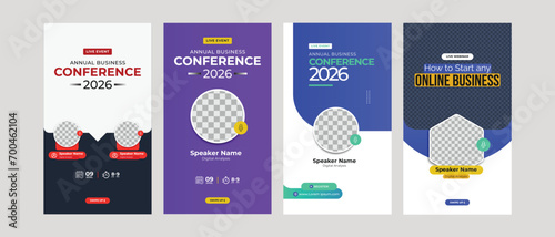 business conference live webinar social media instagram stories template. 