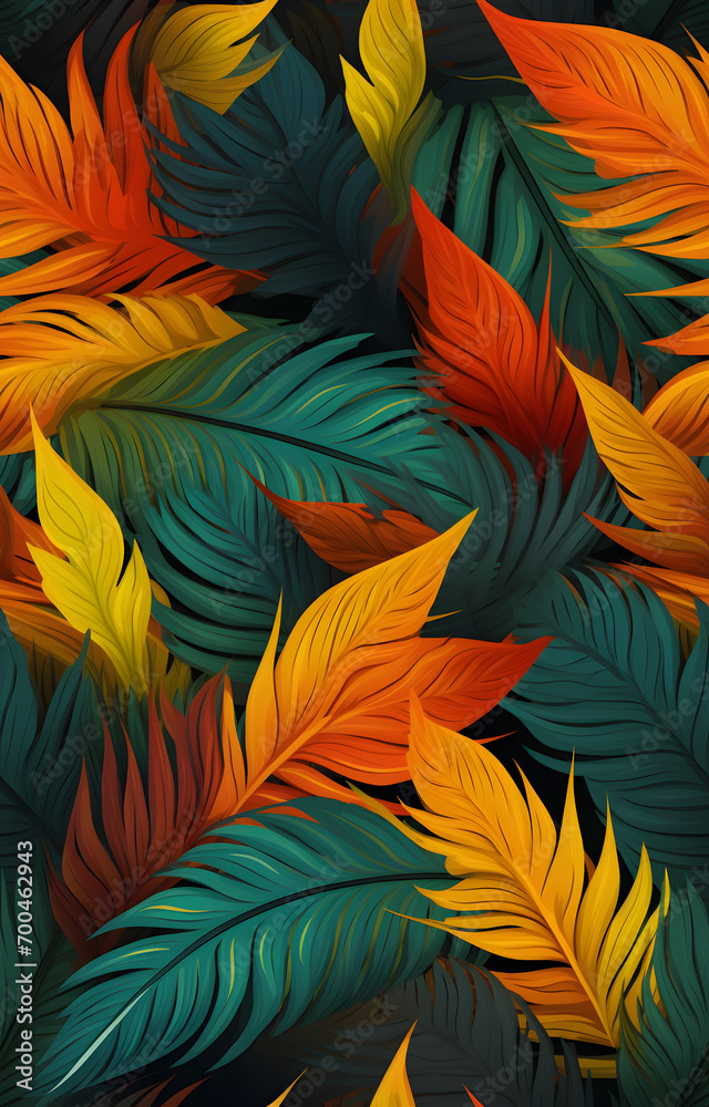 green leaves nature background, closeup leaves texture, tropical leaves