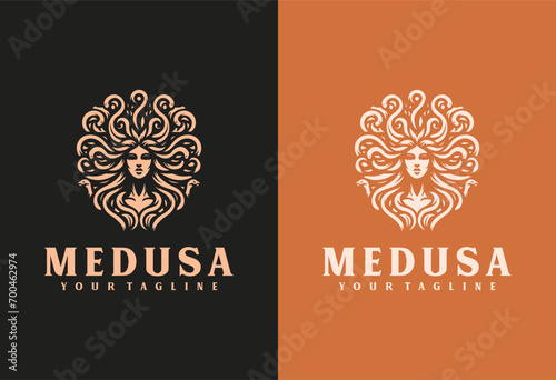 Medusa logo symbol vector on dark background