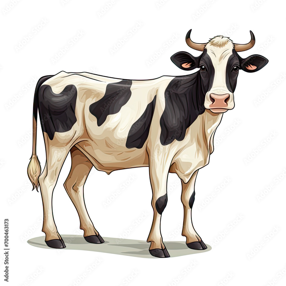 Cow Drawing on a White Background