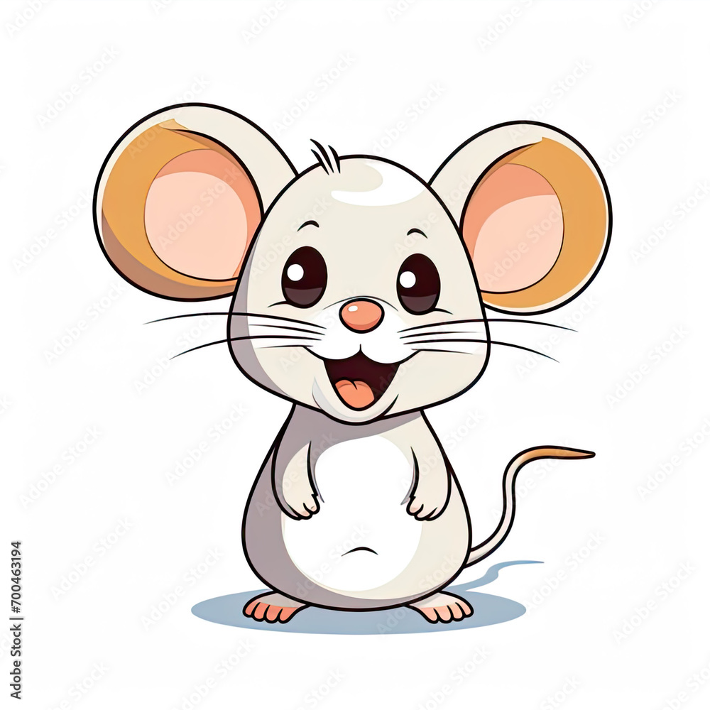 Playful Cartoon Mouse on a Clean White Canvas