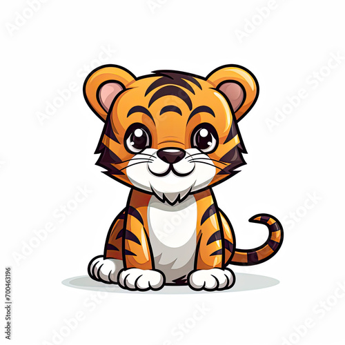 Whimsical White Setting with a Cute Tiger Cartoon