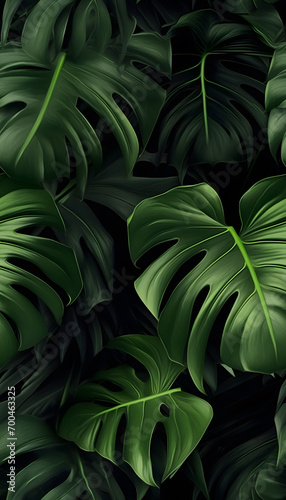 green leaves nature background, closeup leaves texture, tropical leaves, seamless pattern template