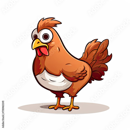 cute cartoon chicken white background isolated