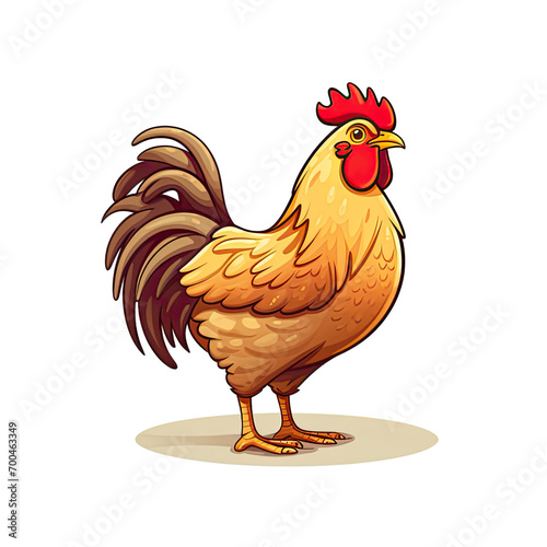 cartoon cock white background isolated