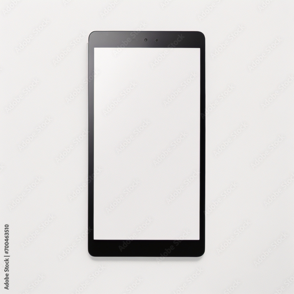 Moderner schwarzer Tablet-Computer mit leerem horizontalen Bildschirm isoliert auf weißem Hintergrund. Moderner schwarzer Tablet-Computer mit leerem horizontalen Bildschirm isoliert auf weißem Hintergrund.