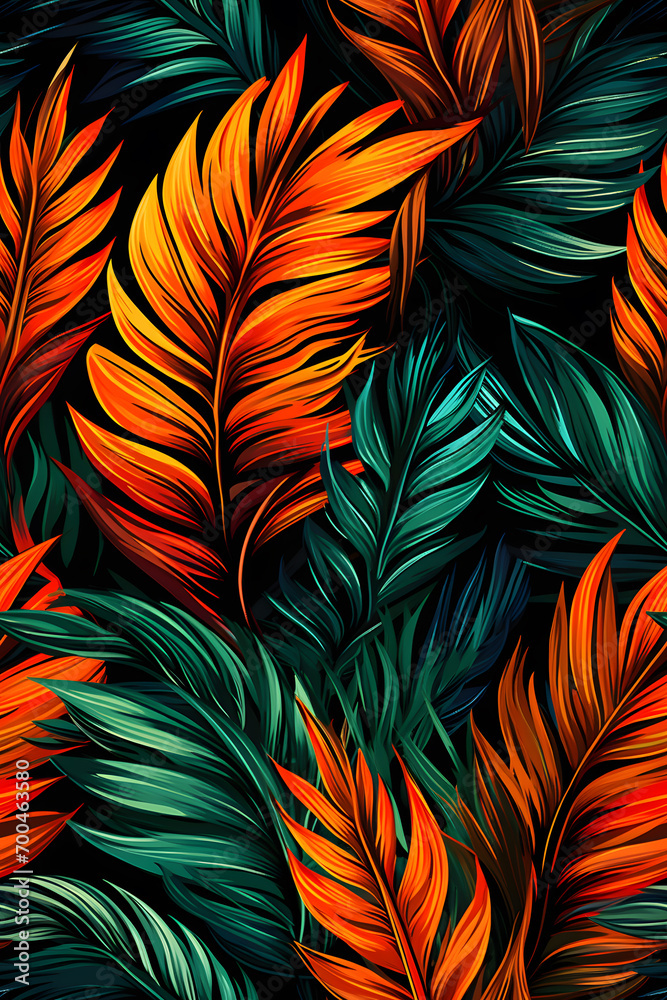 green leaves nature background, closeup leaves texture, tropical leaves, seamless pattern