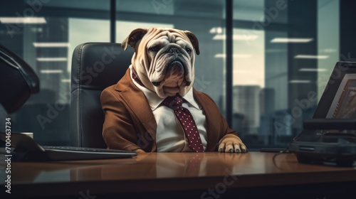 Businessman British Bulldog sitting at office  © Fly Frames