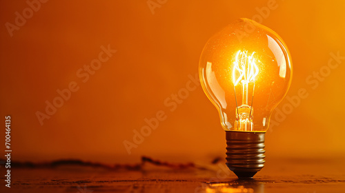 Light bulb In orange background. traditional energy