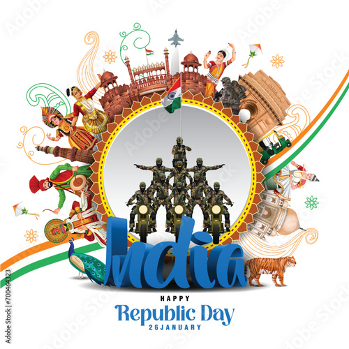 happy republic day India greetings. abstract vector illustration design.