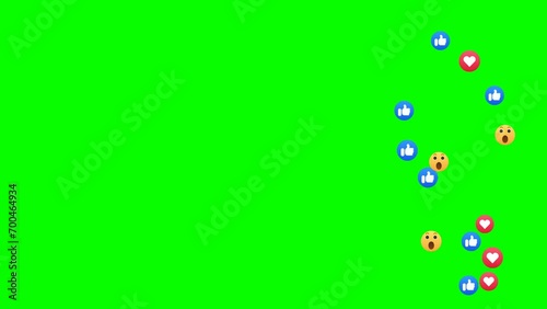 Green screen social media emoji for live stream. 4K footage