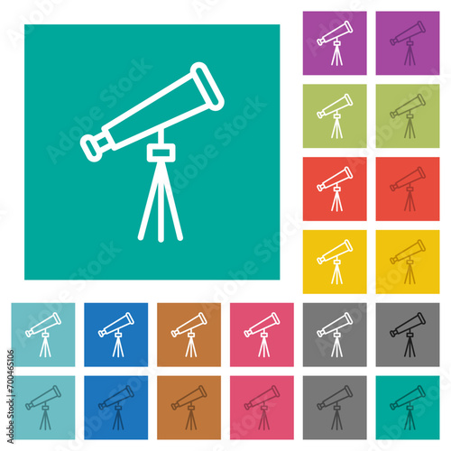 Space telescope outline square flat multi colored icons