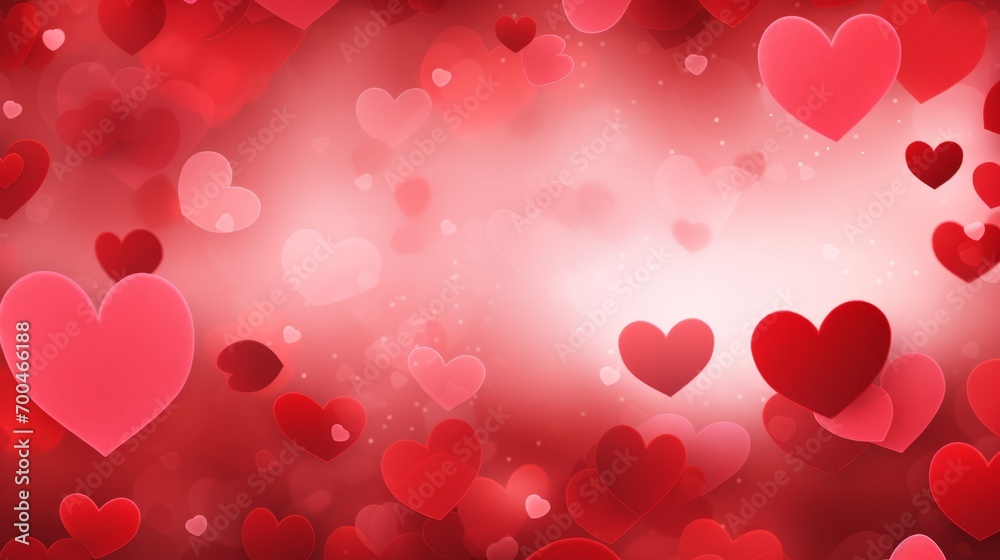 Enchanting valentine's day background: abstract panorama overflowing with red hearts, expressing love and romance