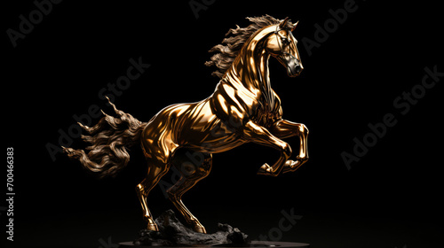 Golden and bronze rearing horse statue or trophy