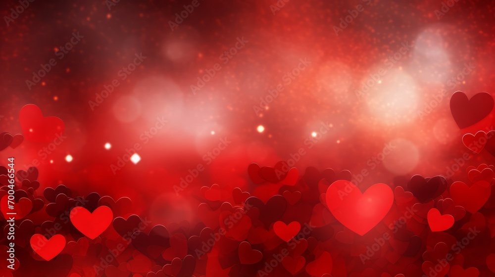 Romantic valentine's day banner – abstract panorama with red hearts, love concept