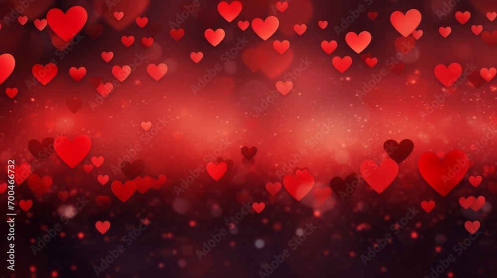 Enchanting valentine's day background: abstract panorama overflowing with red hearts, expressing love and romance