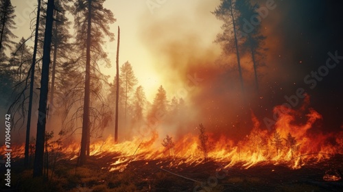 Forest fire at day