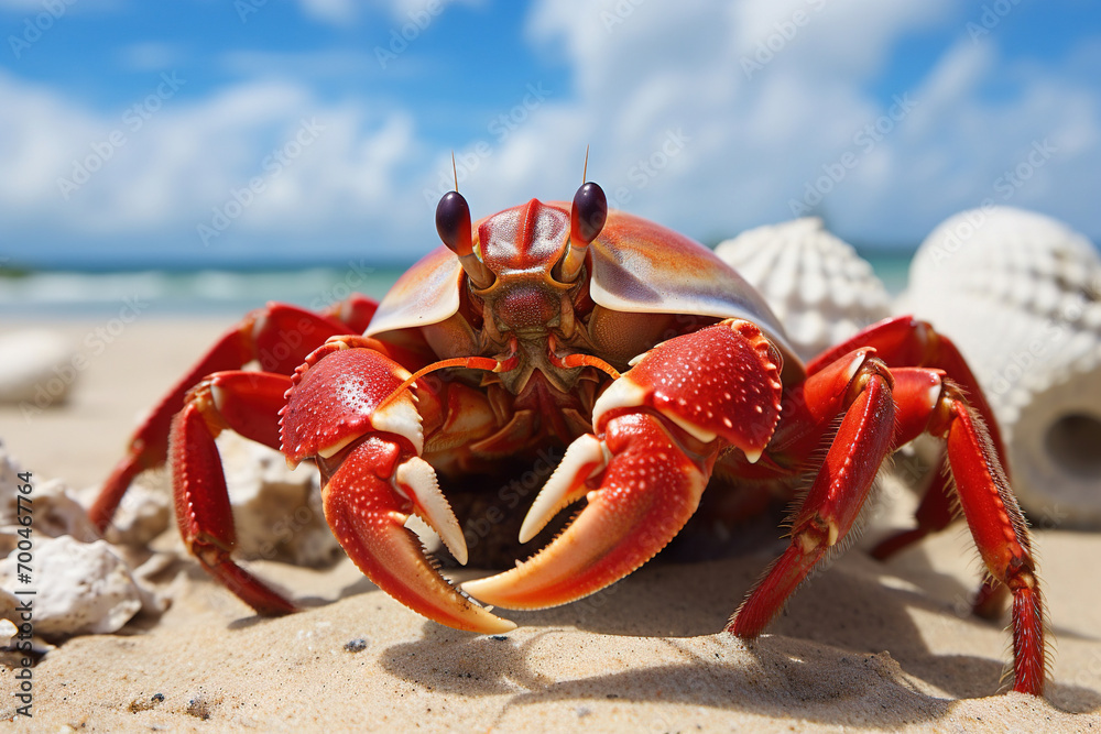 crab on the beach. Generative Ai crab on the beach. Generative Ai