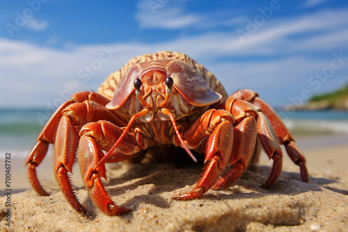 crab on the beach. Generative Ai © Shades3d