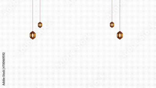 Islamic Arabic white Luxury Background with Geometric pattern and Beautiful Ornament with Lanterns