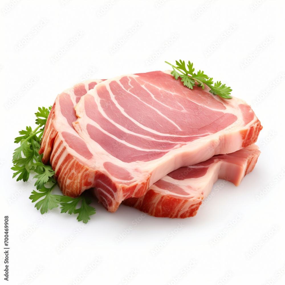 3d render pork slice isolated white background generative AI 3d render pork slice isolated white background generative AI