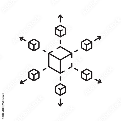 Blockchain and Bitcoin technology line icon set. Vector cryptocurrency icons element. Containing blockchain, distribution, and decentralized finance