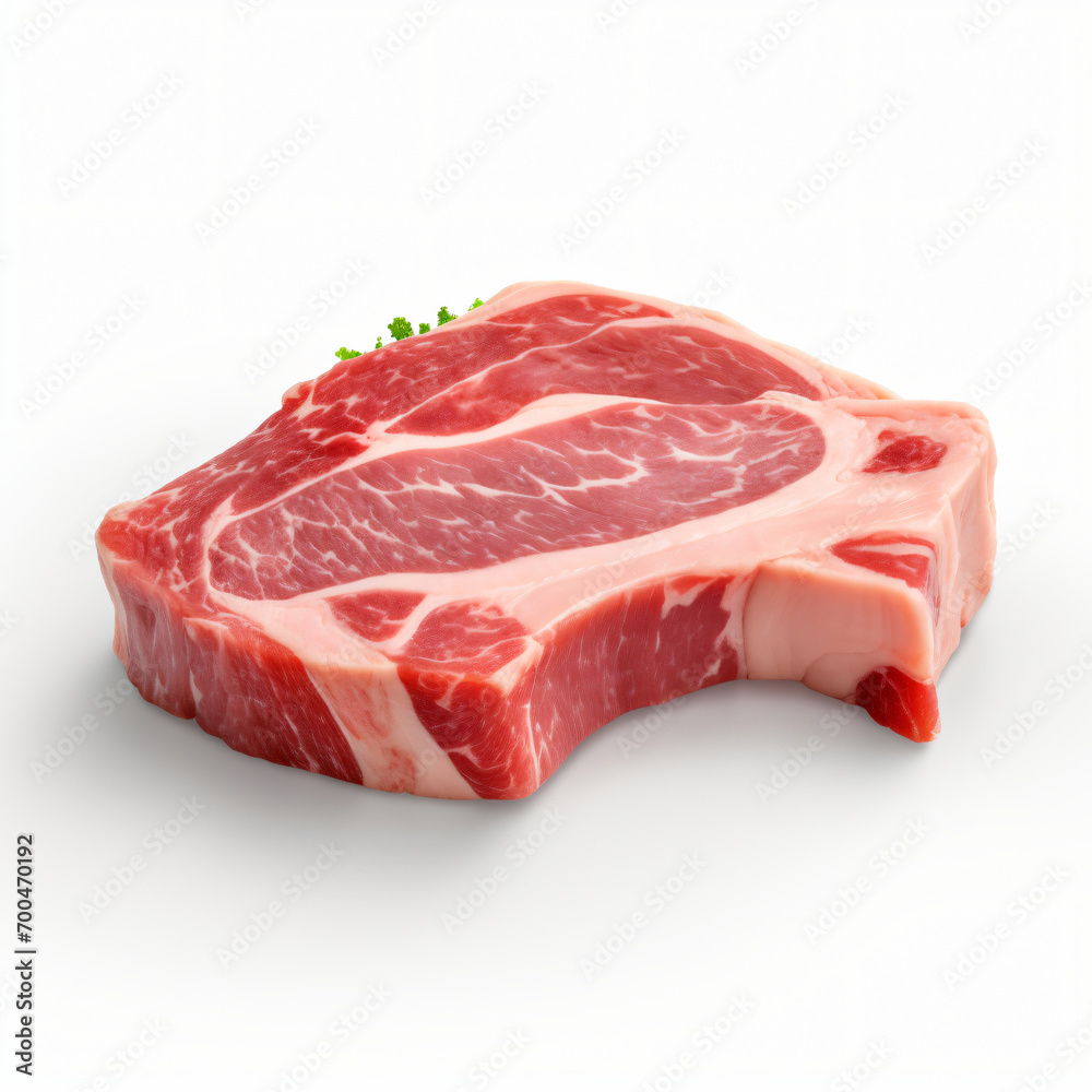 3d render pork slice isolated white background generative AI 3d render pork slice isolated white background generative AI