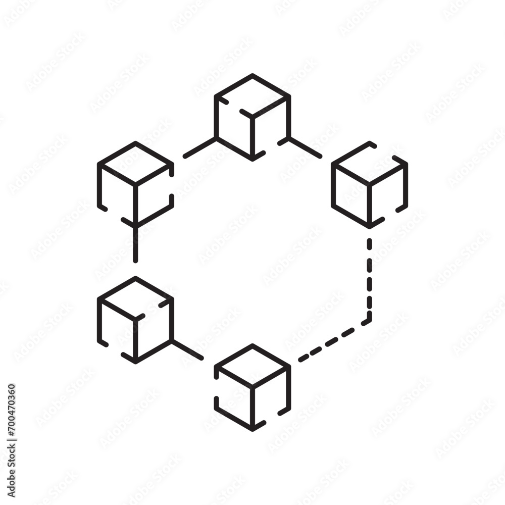 Blockchain vector line concept icon or logo element. Technology and money finance Blockchain vector line concept icon or logo element. Technology and money finance