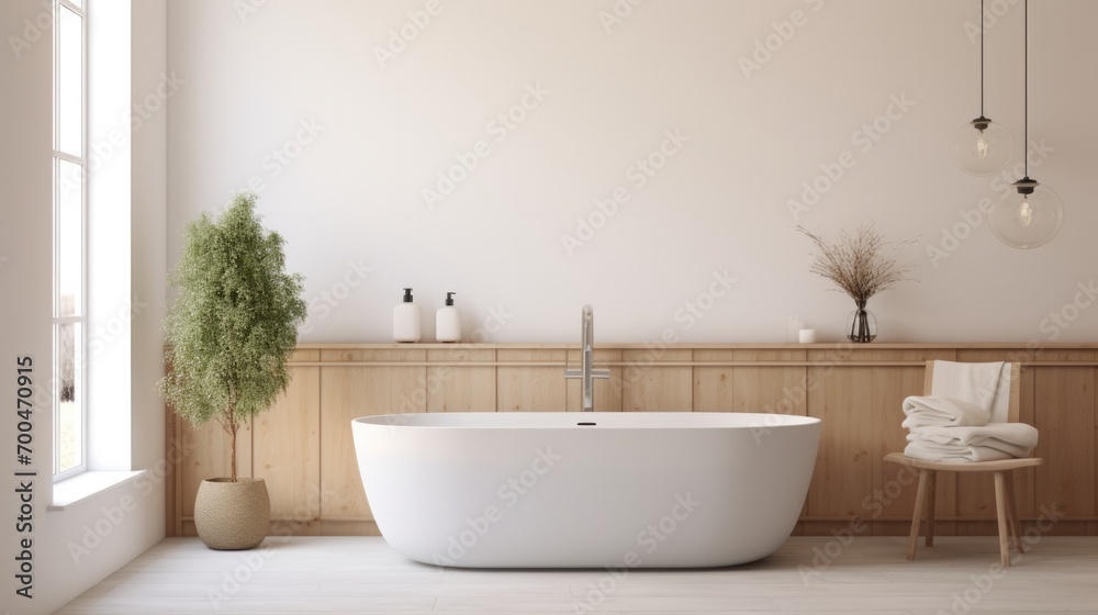 Fototapeta premium Modern minimalist Scandinavian bathroom