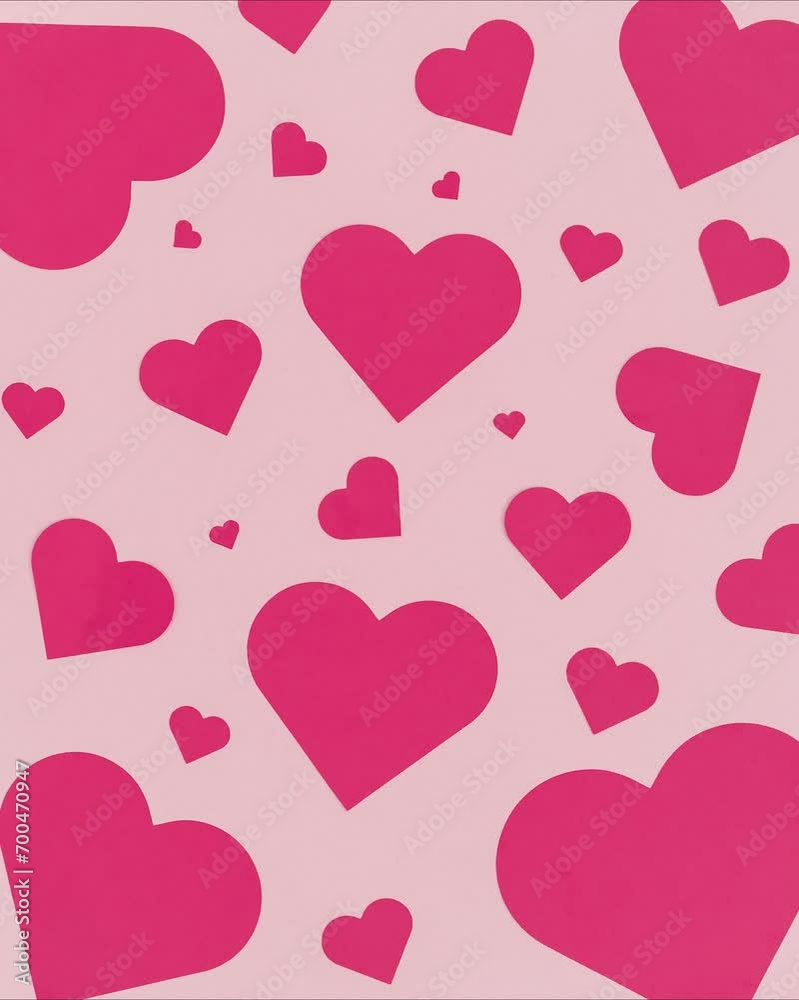 Red Valentine's Day Hearts Stop Motion on Pink Background Red Valentine's Day Hearts Stop Motion on Pink Background