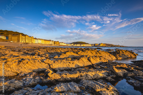 Outflow in Aberystwyth at sunset. It is a seaside resort with a photo