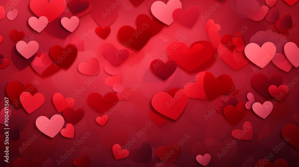 Romantic valentine's day scene: red hearts background, love and affection atmosphere