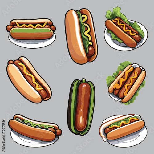 vector of some delicious hotdog. editable 