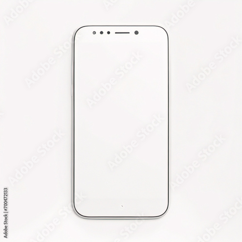 Smartphone-Modell mit leerem weißen Bildschirm, detailliertes Mobiltelefon-Modell, weißes Modell-Smartphone-Vorderansicht, Modell-3D-Mobiltelefon, ui, ux – Lagervektor