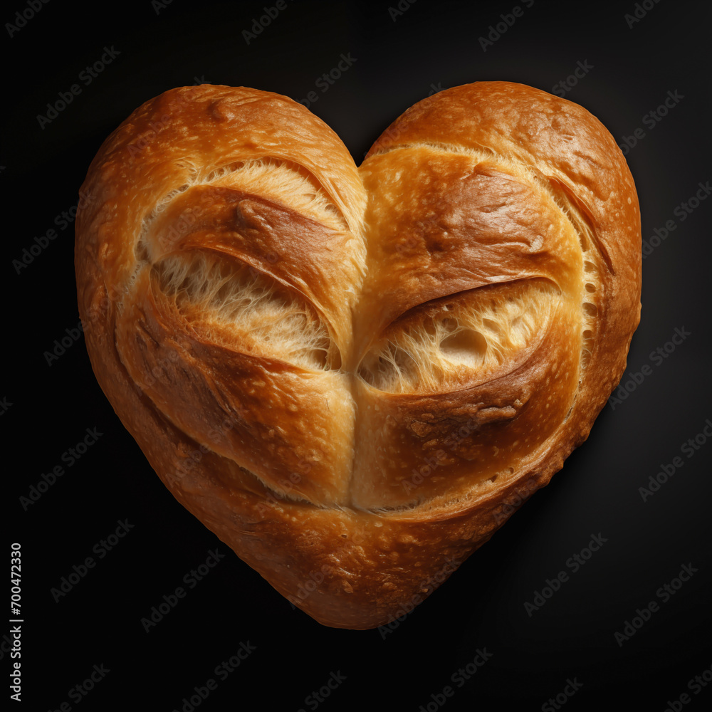 Heart-Shaped Golden Bread on Black Background
Heart-Shaped Golden Bread on Black Background