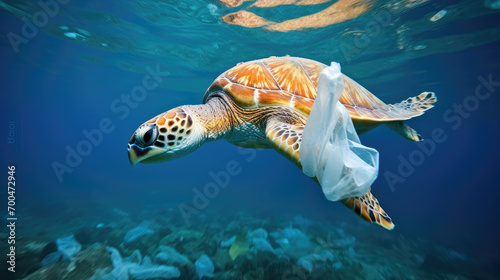 Plastic Pollution In Ocean - Turtle Eat Plastic Bag - Environmental Problem