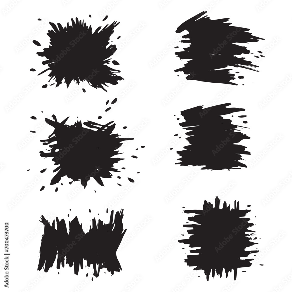 Set of Black grunge strokes hand drawn background Set of Black grunge strokes hand drawn background