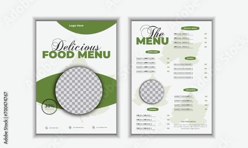 Beautiful food menu design template. Food menu and restaurant bifold brochure template design.