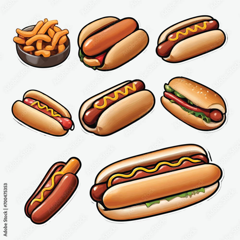 vector of some delicious hotdog. editable 