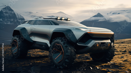 A full-size SUV with a futuristic concept. Generative AI.