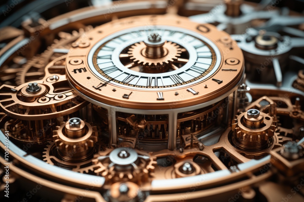 A peculiar contraption made of gears and springs. Generative AI. A peculiar contraption made of gears and springs. Generative AI.