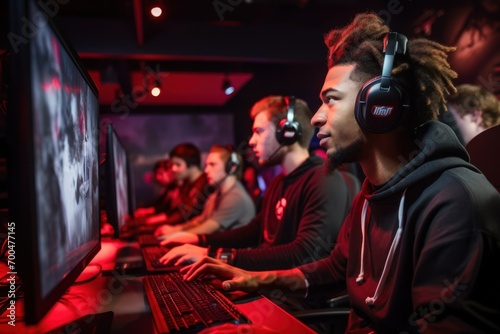 Multi-Racial Team of Athletes Engages in Intensive Training Session Ahead of an Online Shooter Tournament