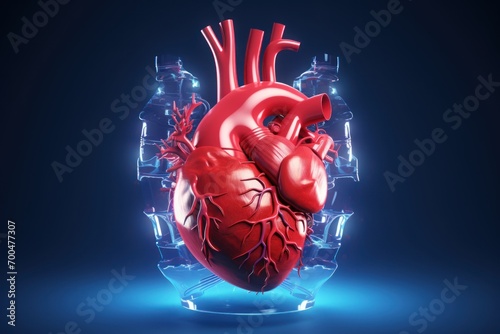 Anatomy of Human Heart on medical background. 3d render