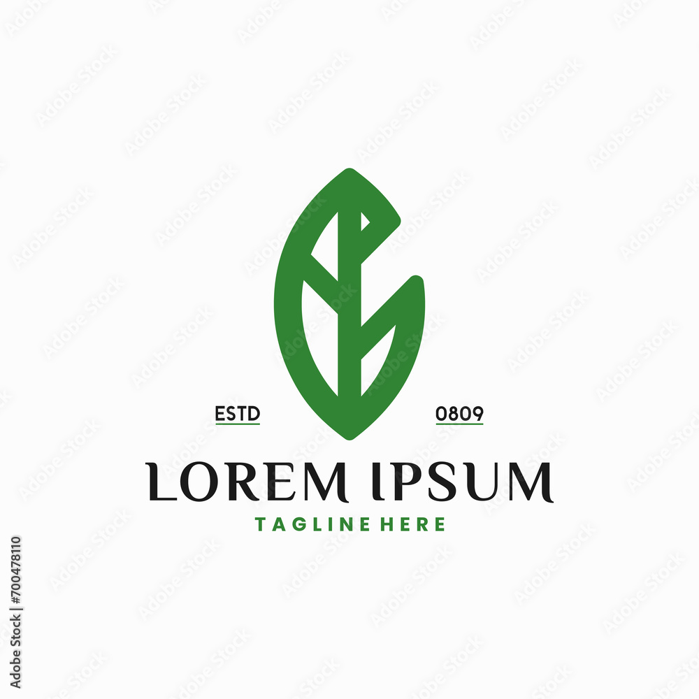 Fototapeta premium Leaf logo, simple line leaf creative logo design