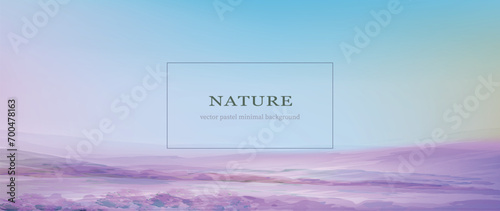 Watercolor lavender fields. Minimal background in 
pastel colours. Watercolor textured vector banner. 