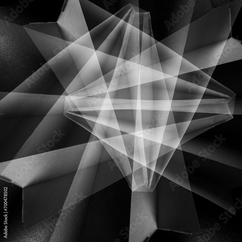 Abstract paper art sculpture in black and white