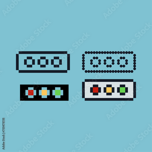 Pixel art outline sets of traffic light icon with variation color item asset. traffic light icon on pixelated style. 8bits perfect for game asset or design asset element for your game design asset