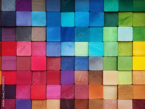 Spectrum of colorful wooden blocks aligned. © kilimanjaro 