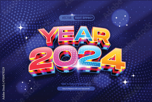3D Colorfull New Year 2024 Text Effect