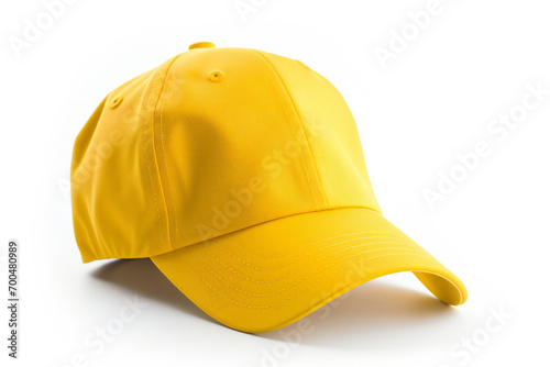 Yellow baseball cap isolated on white background.